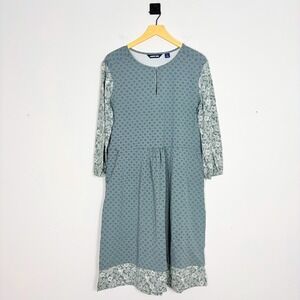 Lands' End Print‎ Dress 3/4 Sleeve Pockets Casual Comfy Cottagecore Large 14-16